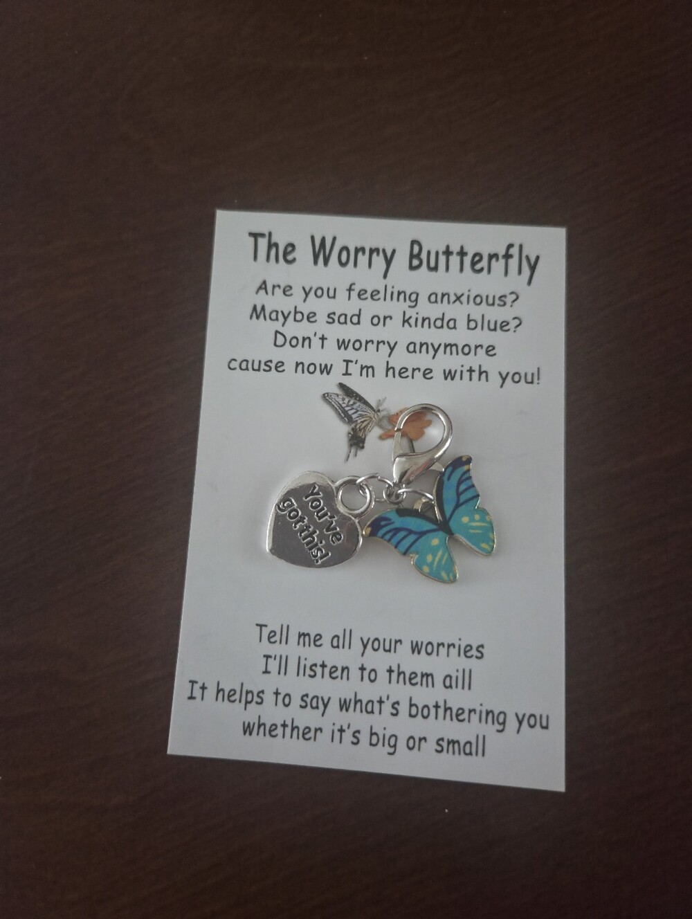 The Worry Butterfly Blue & Teal Enamel Charm Pendant